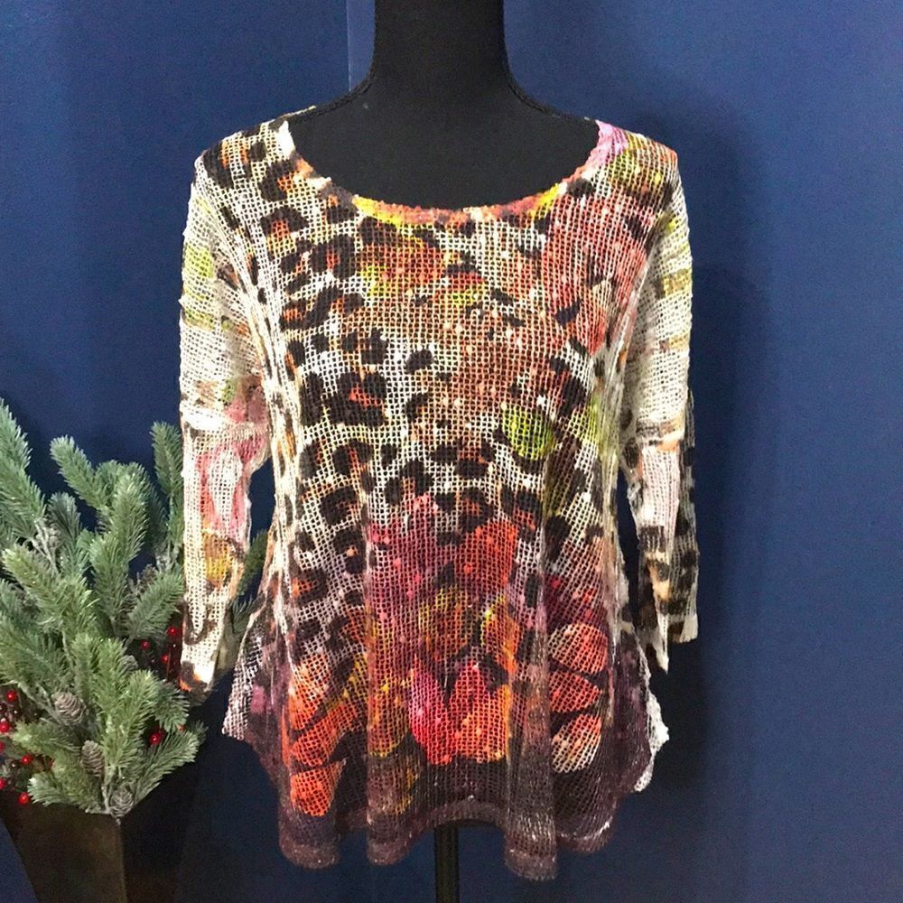Impulse California Women's Mesh Top, Petite Medium, Multi-colored